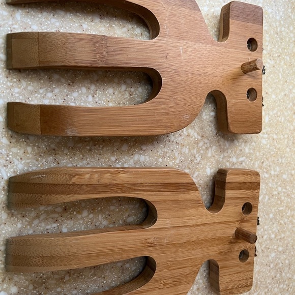 Western Silver Horses Wooden Salad Tossing Server Forks Claw Serving Utensils - Picture 8 of 12